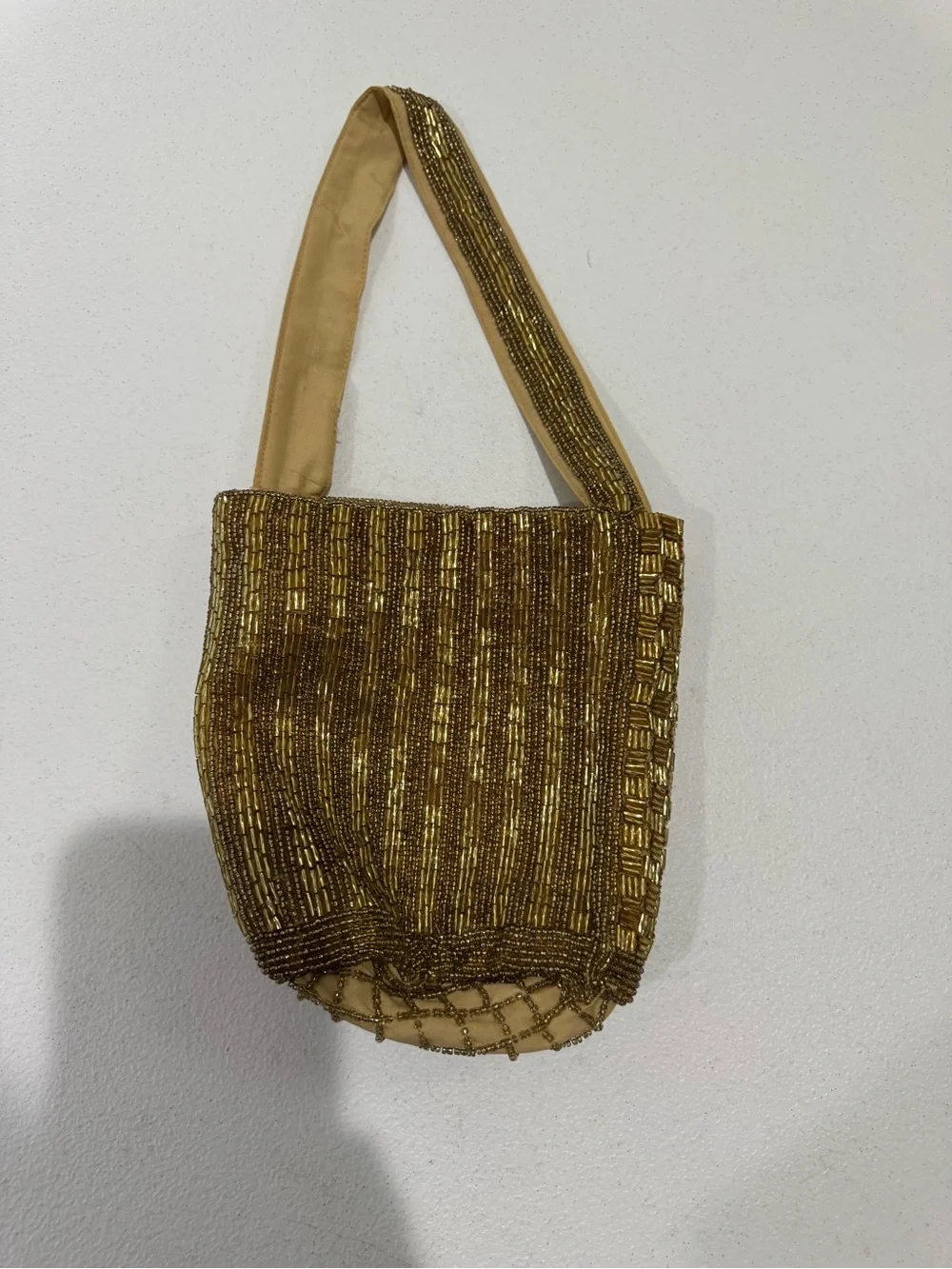 Zara Gold Sequin Mini Bucket Bag Beaded Evening Crossbody Purse - Picture 5 of 7